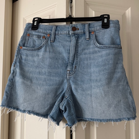 Madewell High Rise Light Blue Frayed Hem Denim Shorts Size 27 - Picture 3 of 8